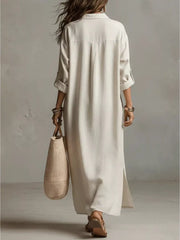 Full Size Casual Midi Shirt Dress Plus Size in Black, model styling view