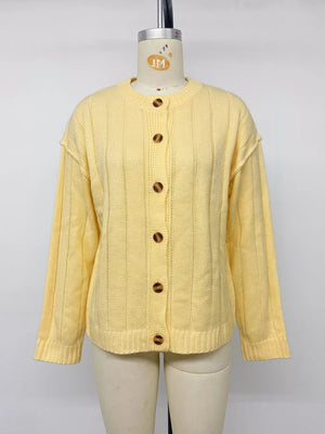 Button Up Dropped Shoulder Cardigan, side view