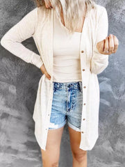 Lightweight Button-up Cardigan Plus Size in Grey, front view