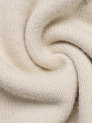 Elegant Lace Trim Round Neck Sweater in Apricot, editorial view