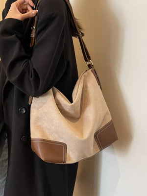 Color Block Shoulder Bag in Khaki, back view