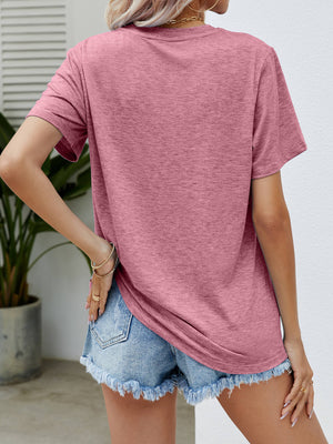 Mama Bunny graphic tee in dusty pink, a casual short-sleeve maternity t-shirt.