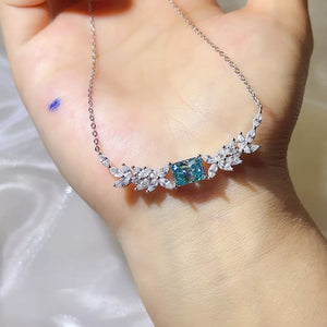 Floral Sterling Silver 1 Carat Moissanite Necklace, side view