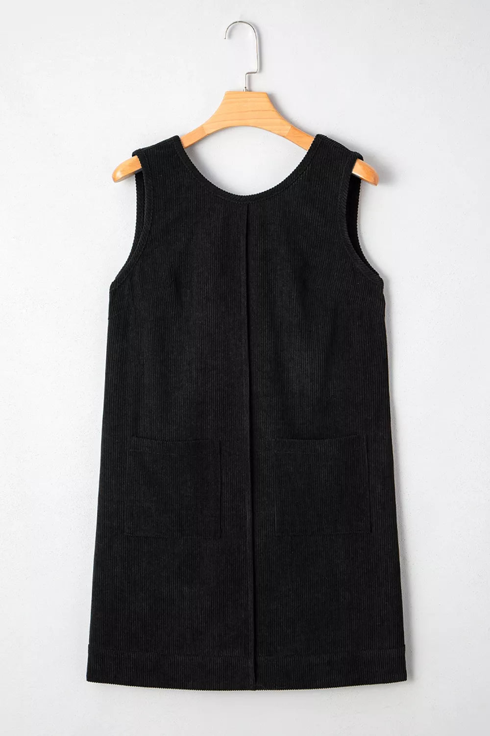 Corduroy Patch Pocket Sleeveless Mini Dress, fit detail