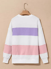 Colorblock Patchwork Drop Shoulder Sweatshirt in Multicolor, fit detail