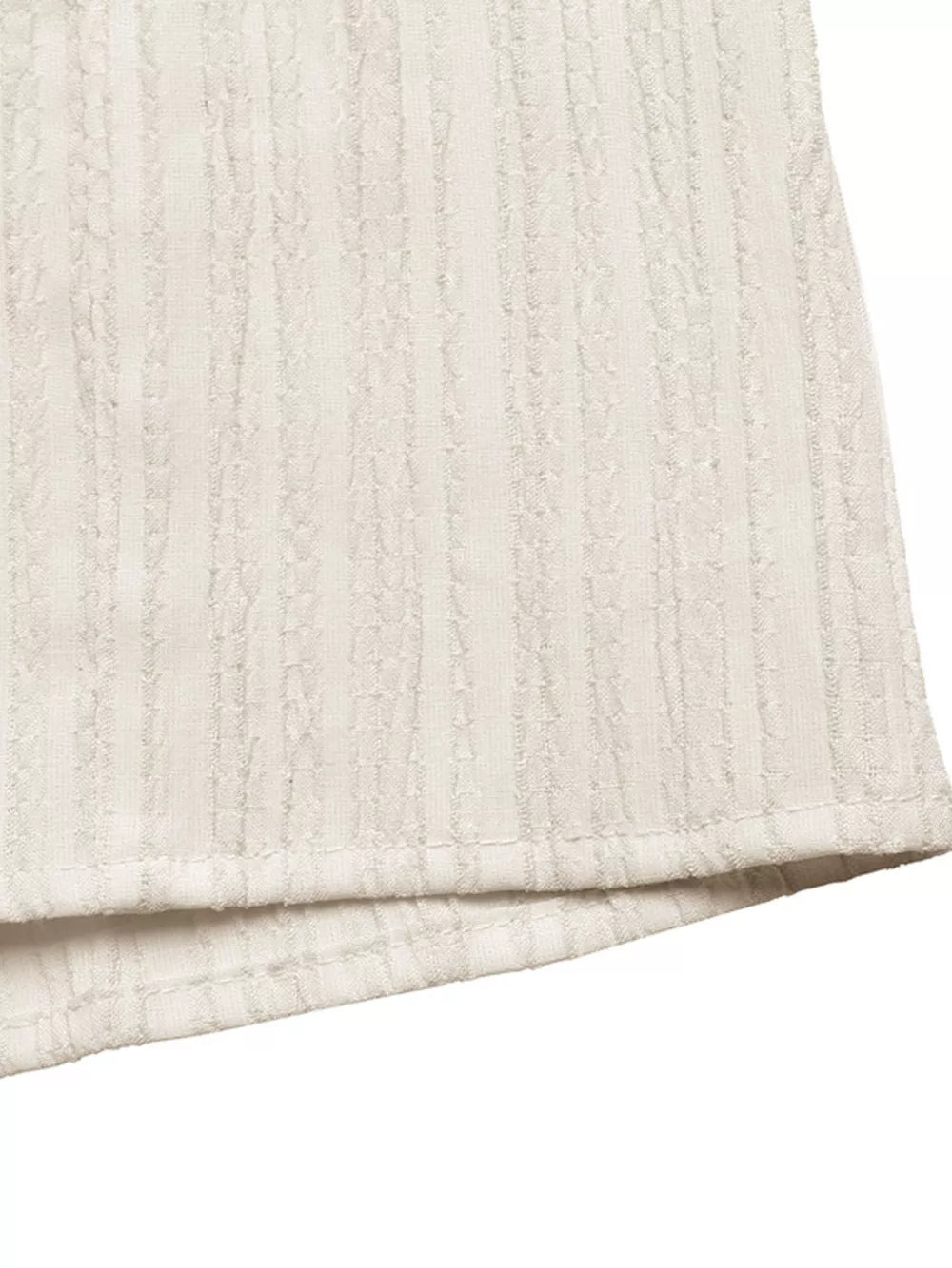 Cream tiered cami dress with textured vertical stripes and contrast trim detail