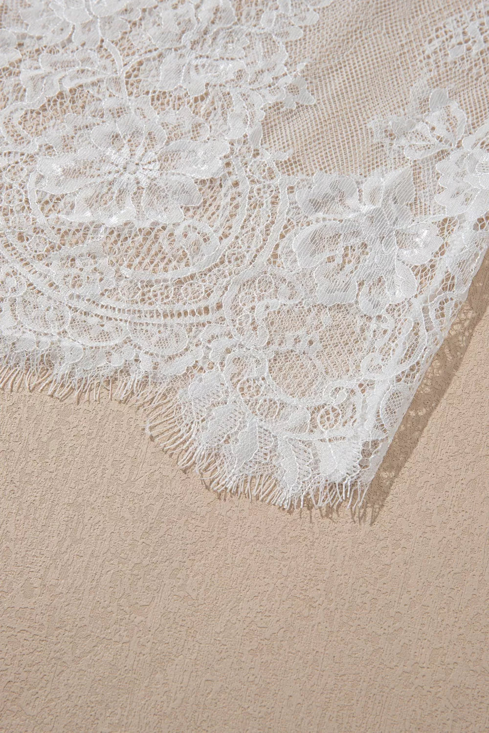 White lace trim detail on a cotton midi t-shirt dress