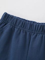 Baby boys' navy blue cotton shorts with elastic waistband and pockets