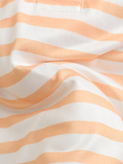 Children's orange and white striped polo shirt and shorts set fabric detail