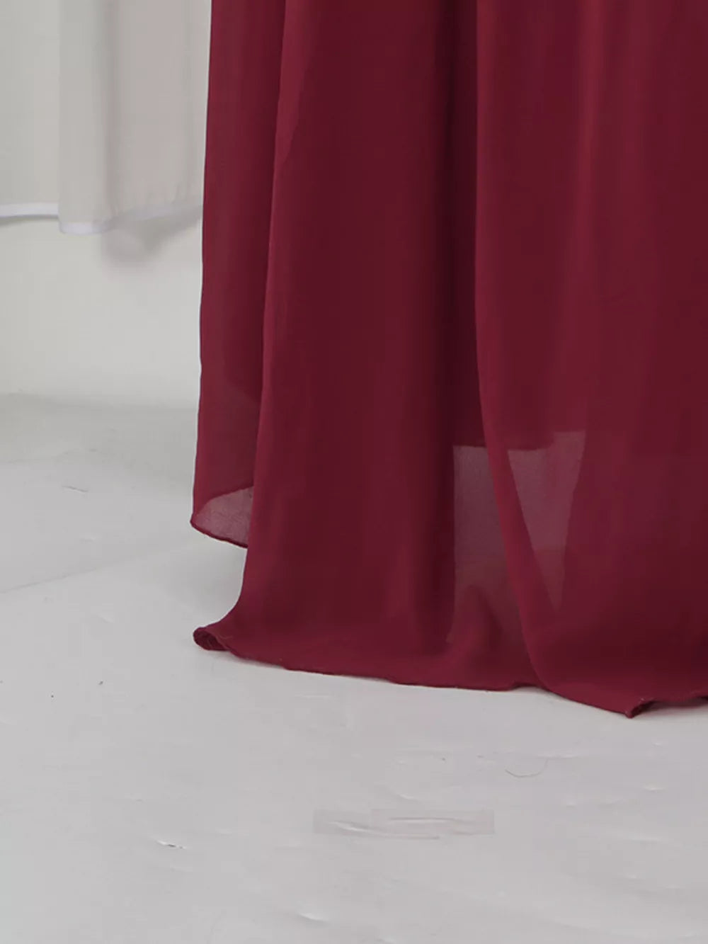 Ruched Halter Neck Cape Maxi Dress in Red, view 13