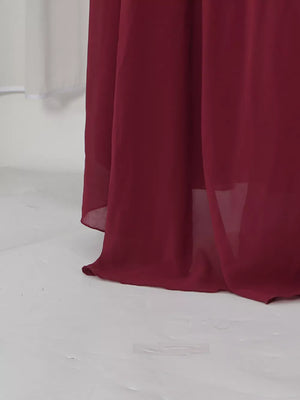 Ruched Halter Neck Cape Maxi Dress in Red, view 13