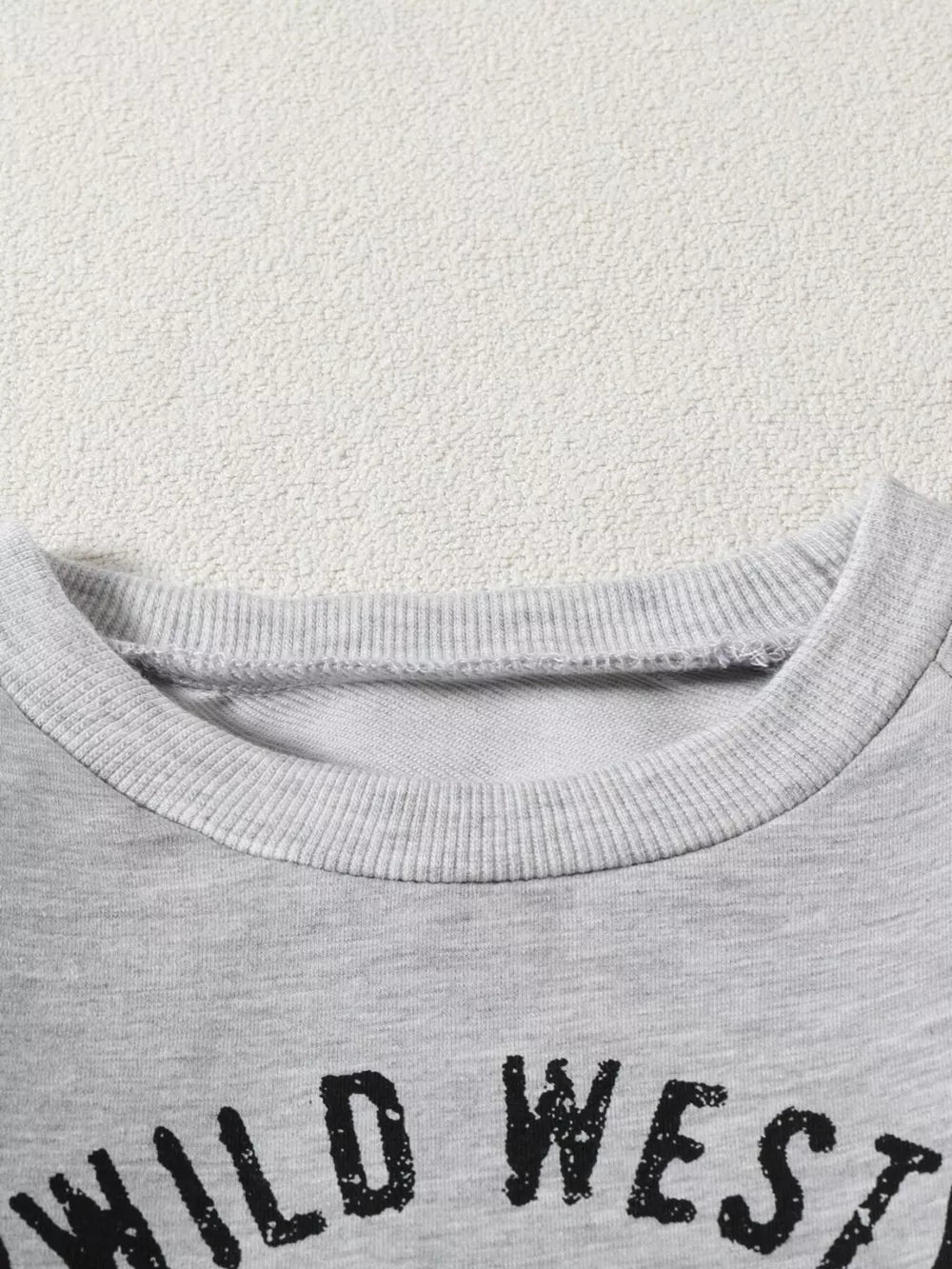 Children's Graphic Round Neck Sweatshirt in Light Gray, side view