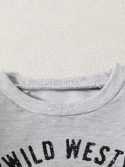 Children's Graphic Round Neck Sweatshirt in Light Gray, side view