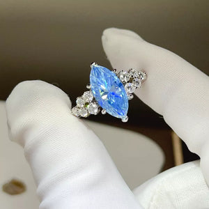 925 Sterling Silver Marquise Solitaire Moissanite Ring, model styling view