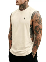 Men's Full Size Round Neck Tank Top Plus Size, model styling view