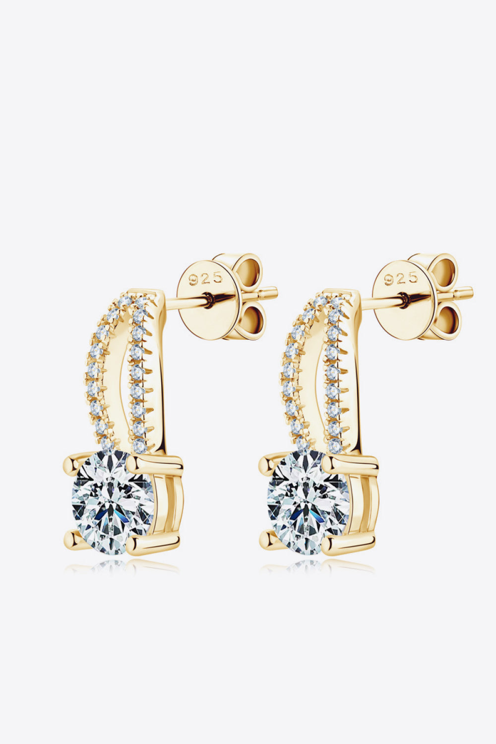 Gold stud earrings with 1ct moissanite and diamond-accented hoops