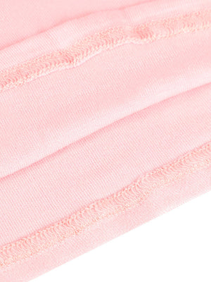 Pink polyester t-shirt with decorative stitching detail