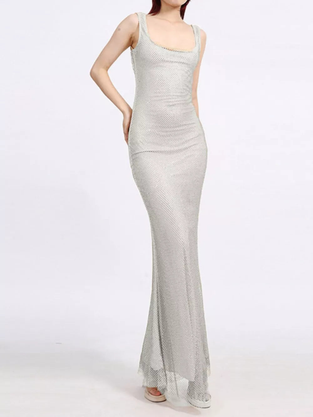 Sleek Sequin Backless Maxi Dress