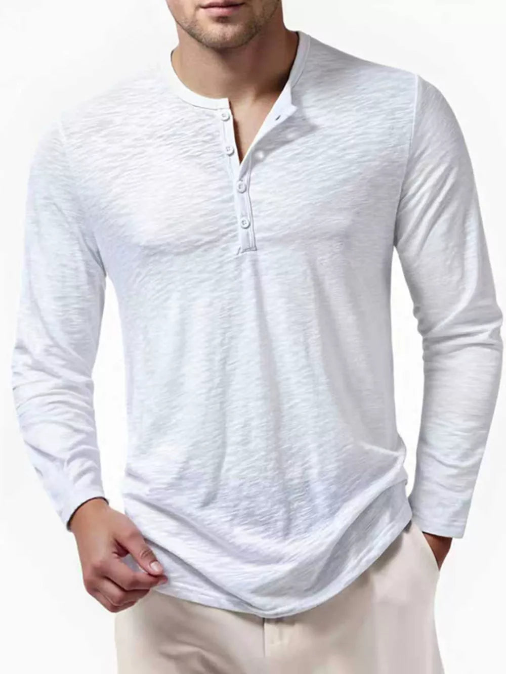 Men's Long Sleeve Henley T-shirt, view 14