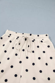 White polka dot bikini bottoms with drawstring waist