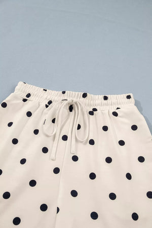 White polka dot bikini bottoms with drawstring waist