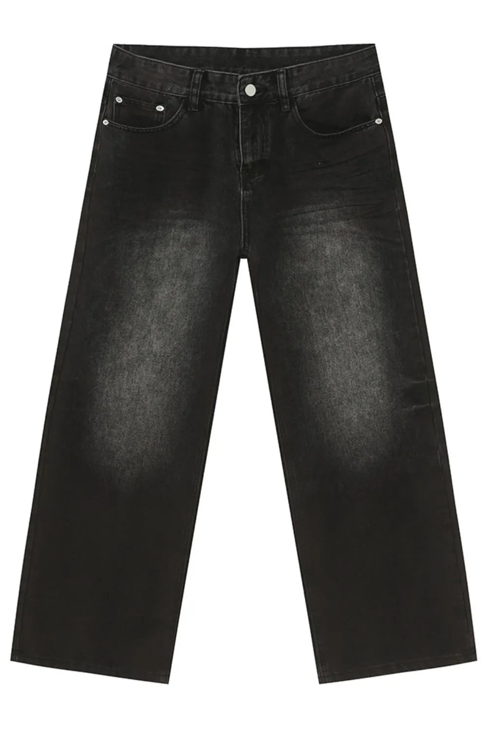Pocketed high rise slouchy denim jeans in dark wash with a relaxed fit.