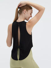 Cutout Back Active Tank With Tie Detail