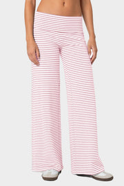 Coastal Stripe Palazzo Pants in blush pink and white stripes, wide leg, high rise