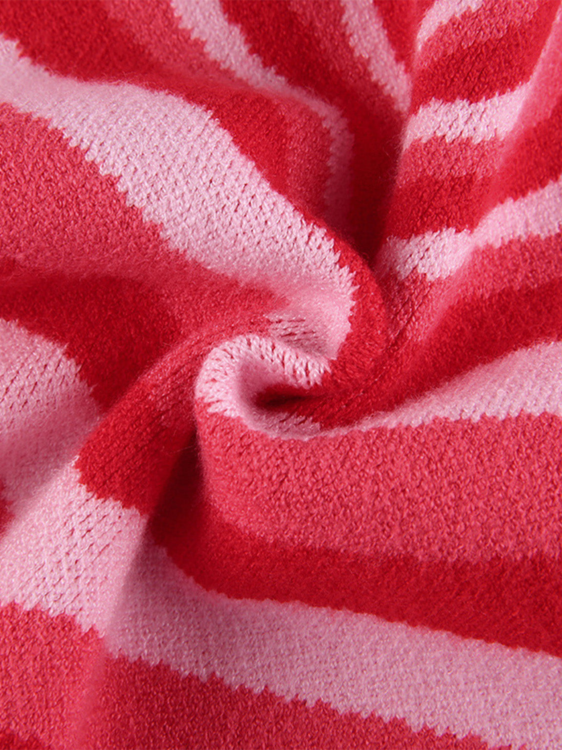 Pink and red striped knit tank top with a soft texture.