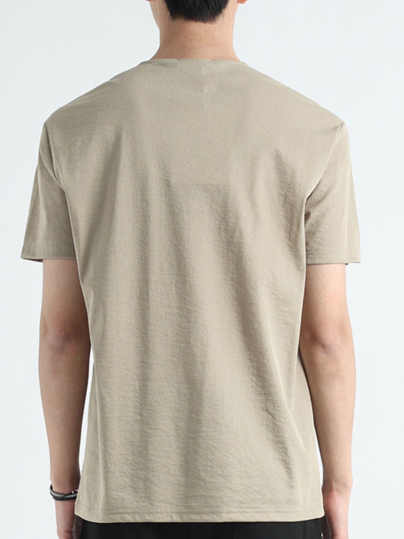 Men's sage cotton short sleeve t-shirt with a textured finish.