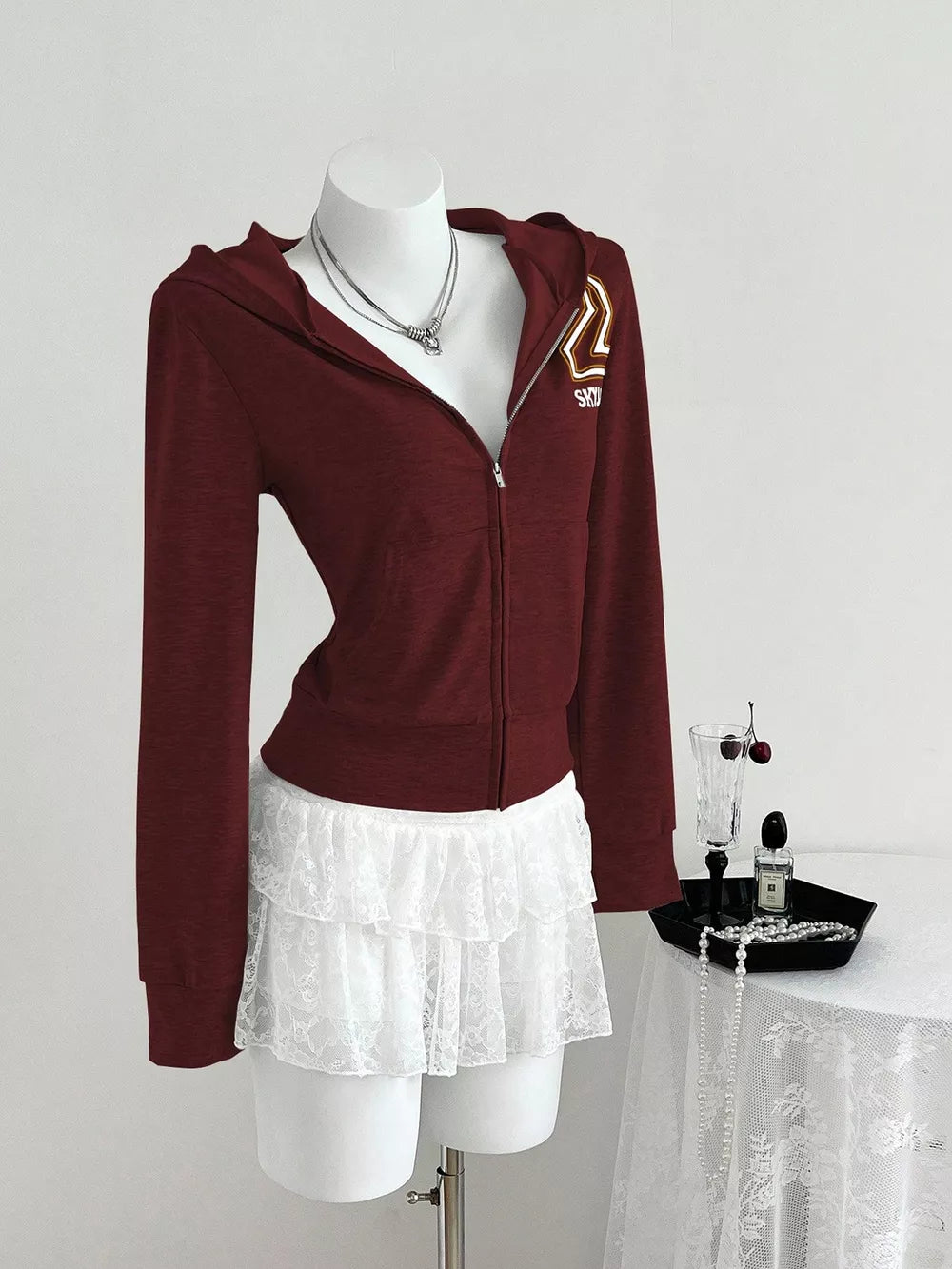 Zip Up Long Sleeve Hoodie, close-up detail