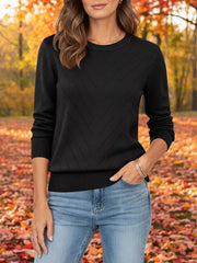 pullover sweater in sage green with openwork and hip-length