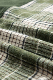 Corduroy yoke plaid overshirt in Black Forest with a collared neckline.