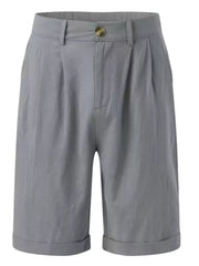 Men's Classic Pleated Full Size Shorts Plus Size in Black, fabric detail