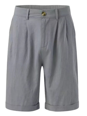 Men's Classic Pleated Full Size Shorts Plus Size in Black, fabric detail