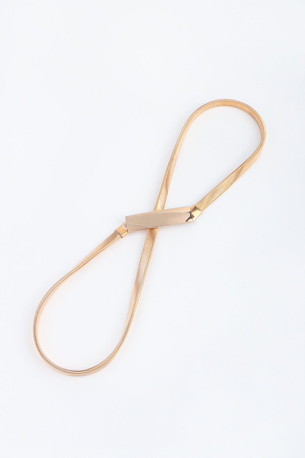 Slimline gold-tone metal snake chain waist belt with rectangular buckle detail