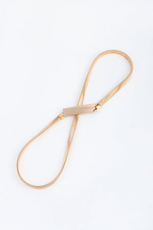 Slimline gold-tone metal snake chain waist belt with rectangular buckle detail