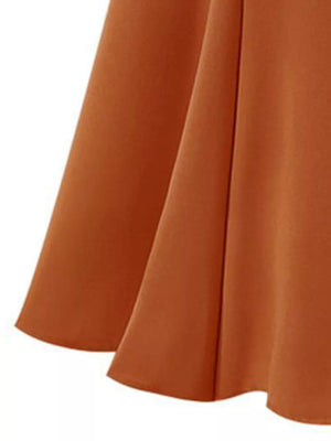 A-line Midi Skirt With Elastic Waistband, model styling view