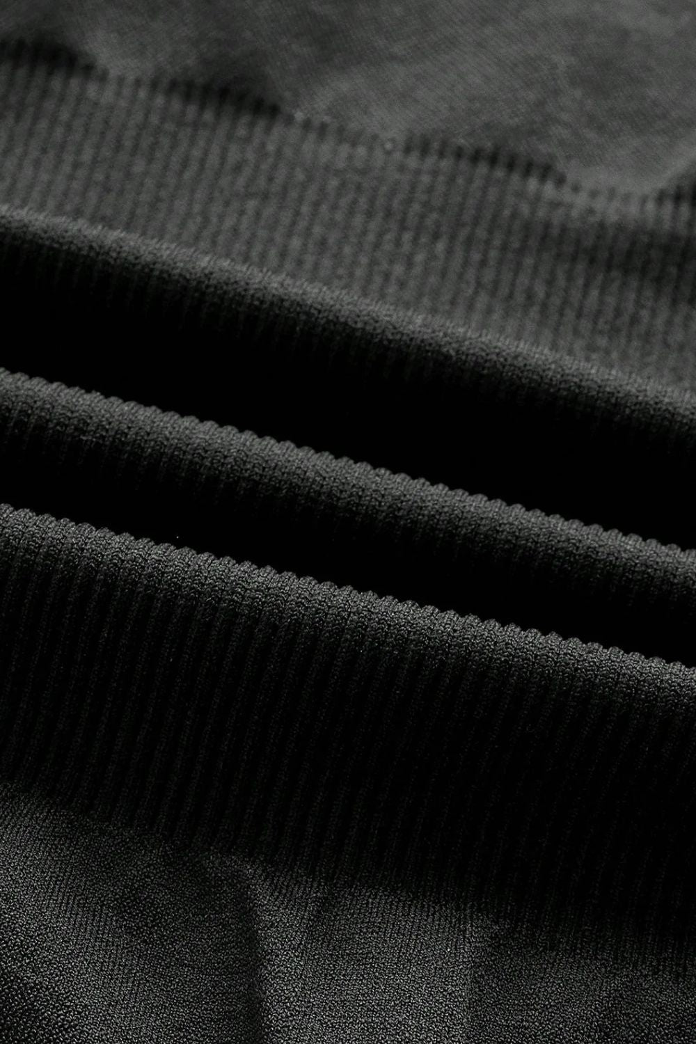 Black ribbed contour shaping bodysuit fabric detail