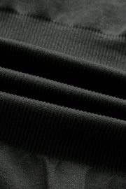 Black ribbed contour shaping bodysuit fabric detail