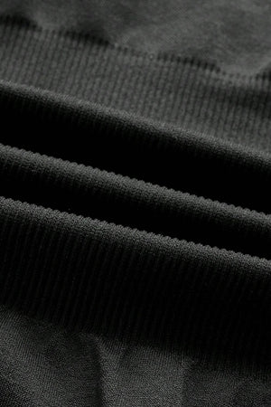Black ribbed contour shaping bodysuit fabric detail
