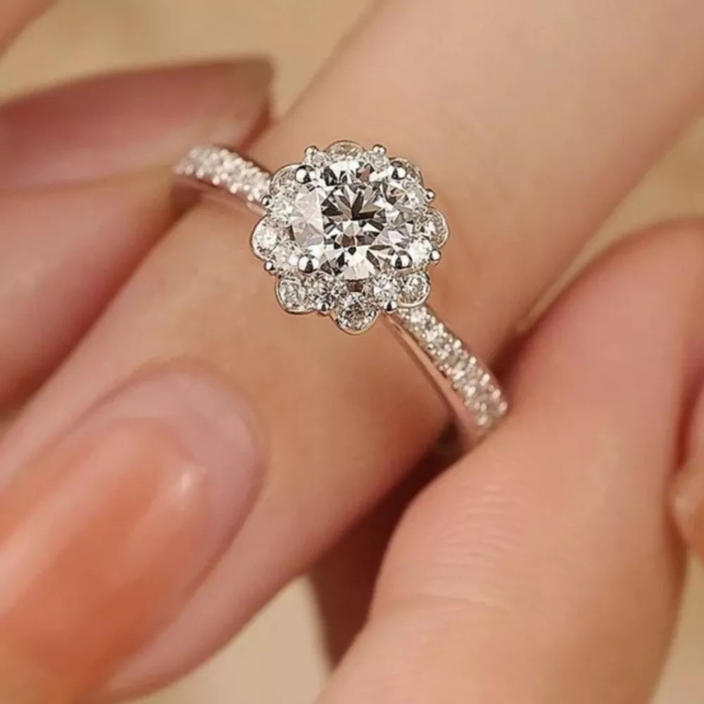 1 Carat 925 Sterling Silver Moissanite Ring, front view