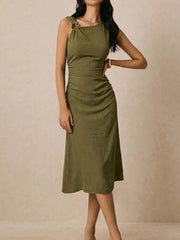 Sculpted Midi Dress With Asymmetrical Neckline