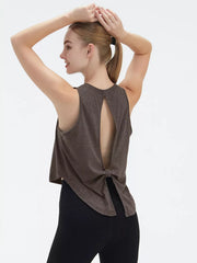 Cutout Back Active Tank With Tie Detail