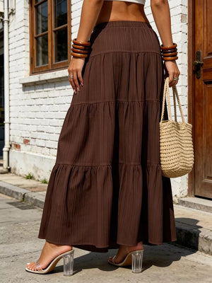 Maxi Ruched Skirt in Brown, product detail