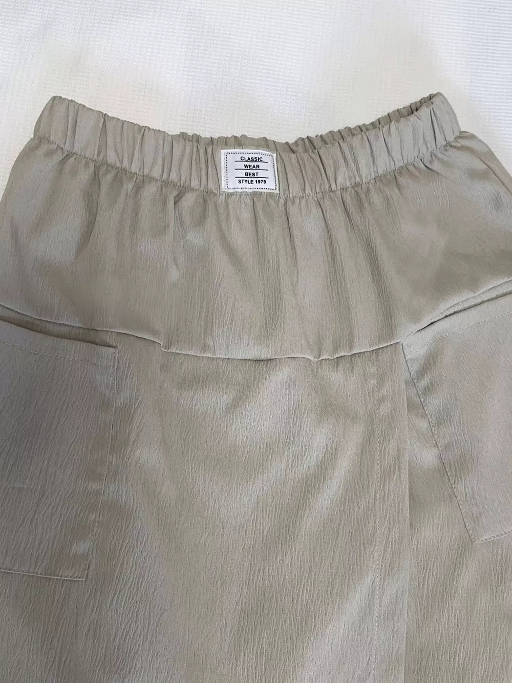 Elastic Waist Wrap Skort in Light Gray, model styling view