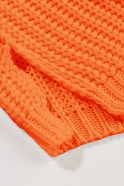 Chunky Knit Dropped Shoulder Sweater in Orange, fit detail
