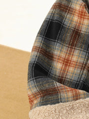 Men's plus-size sweatpants in plaid pattern with sherpa trim
