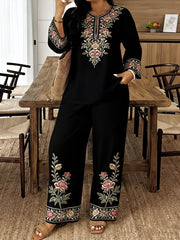 Embroidered Plus-size Two-piece Ensemble