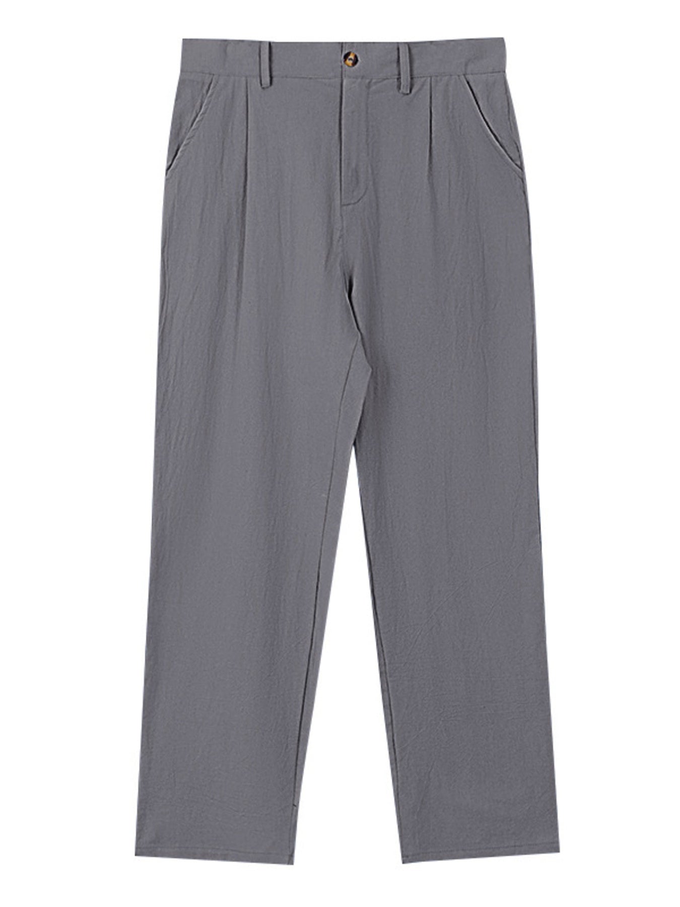 Men's grey relaxed fit sweatpants with pleats and button closure